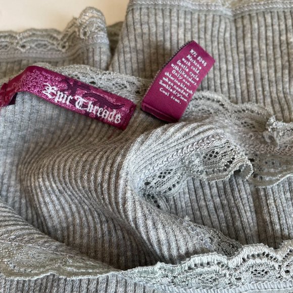 Epic Threads Sleeveless Lace Trim Ribbed Tank Top Gray Girls Size XL - Picture 4 of 7